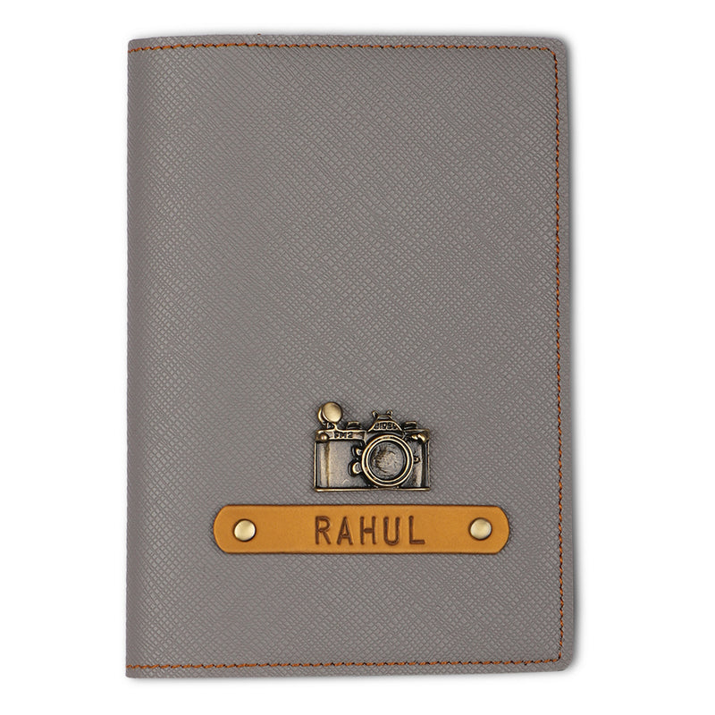 Personalized Ash Grey Textured Passport Cover