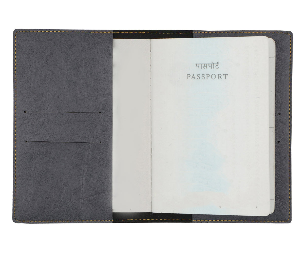 Grey Leather Finish Passport Cover – The Junket