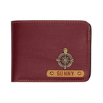 Customized Maroon Mens Wallet with Free Charm