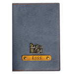 Personalized Grey Leather Finish Passport Cover