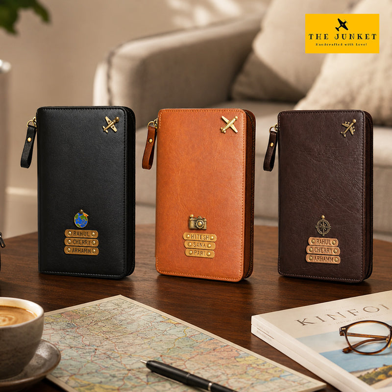 Black Zipper Travel Folder (Holds upto 3 Passports)
