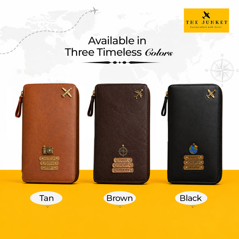 Black Zipper Travel Folder (Holds upto 3 Passports)