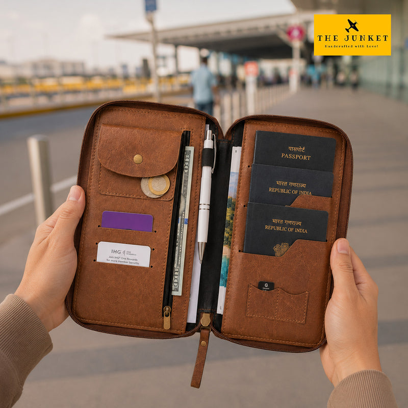 Black Zipper Travel Folder (Holds upto 3 Passports)