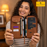 Black Zipper Travel Folder (Holds upto 3 Passports)