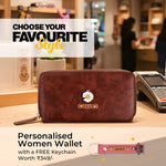 Brown Womens Zip Wallet & Free Keychain