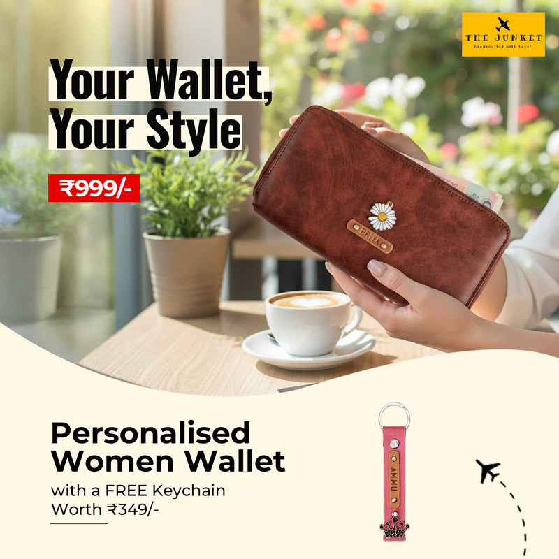 Brown Womens Zip Wallet & Free Keychain