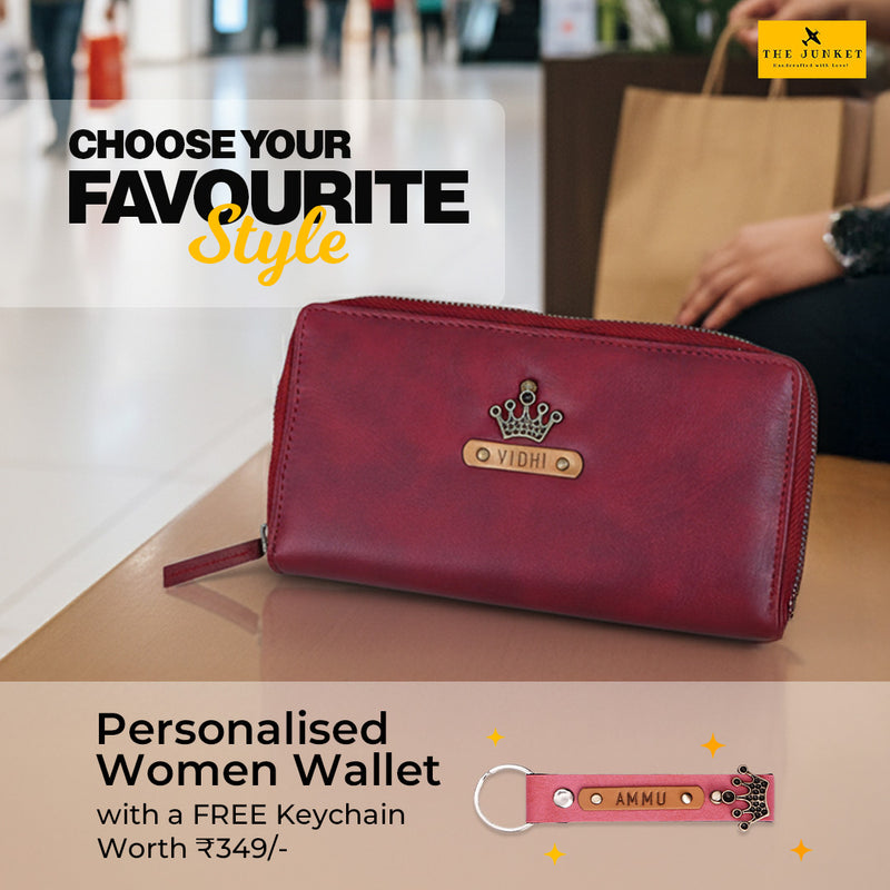 Cherry Red Womens Zip Wallet & Free Keychain