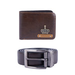 Reversible Textured Black/Brown Belt & Wallet Combo with Surprise Gift