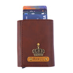 Dark Brown Pop Up Card Holder Wallet For Men