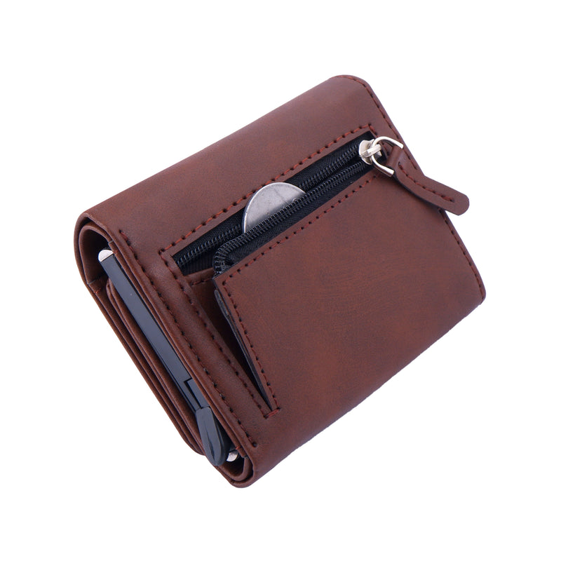 Dark Brown Pop Up Card Holder Wallet For Men