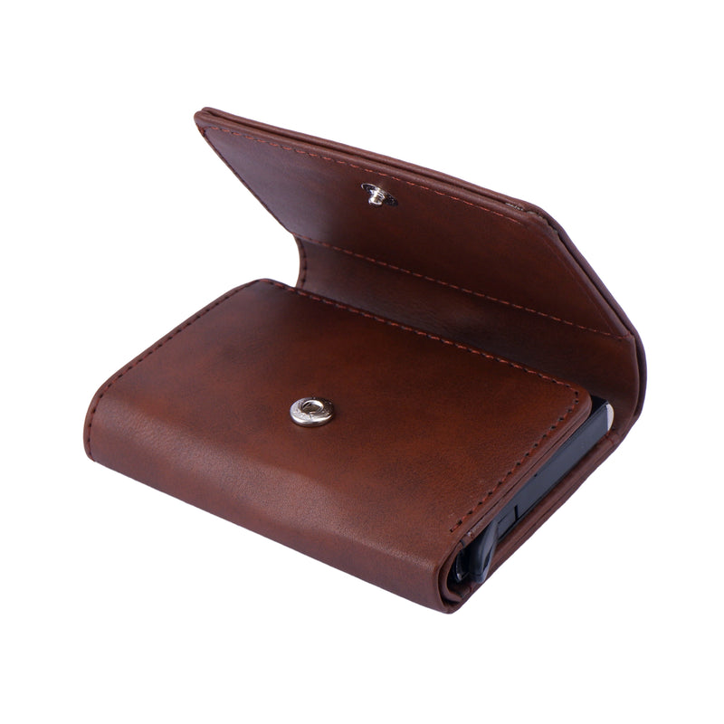 Dark Brown Pop Up Card Holder Wallet For Men