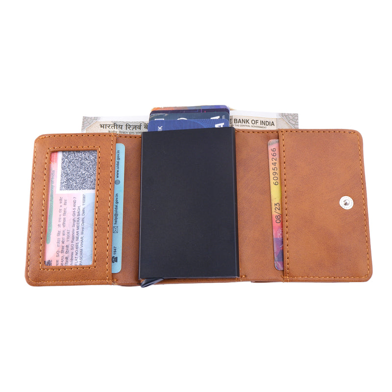 Tan Pop Up Card Holder Wallet For Men