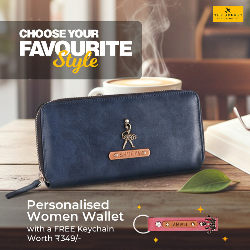 Midnight Blue Womens Zip Wallet & Free Keychain