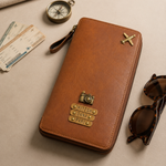 Tan Zipper Travel Folder (Holds upto 3 Passports)