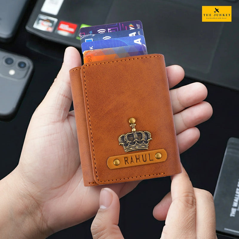 Tan Pop Up Card Holder Wallet For Men