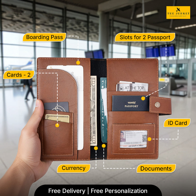 Tan Travel Passport Holder