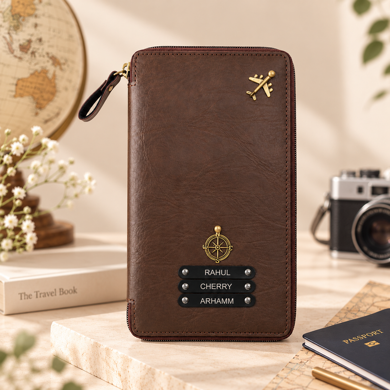 Zipper Travel Folder (Holds upto 3 Passports) - Laser Edition