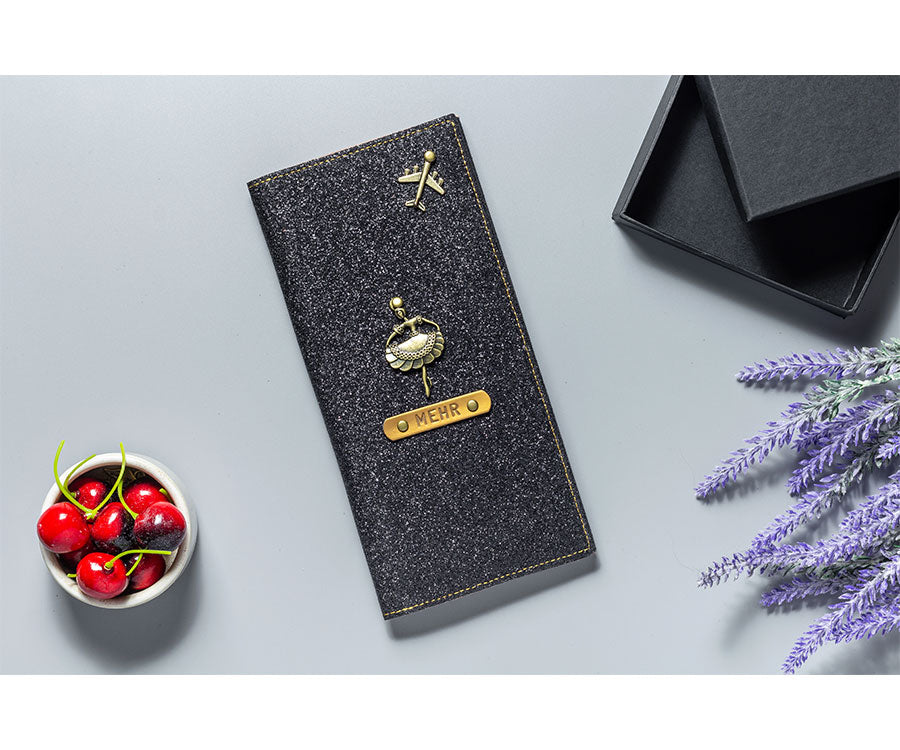Black Glitter Travel Folder - The Junket