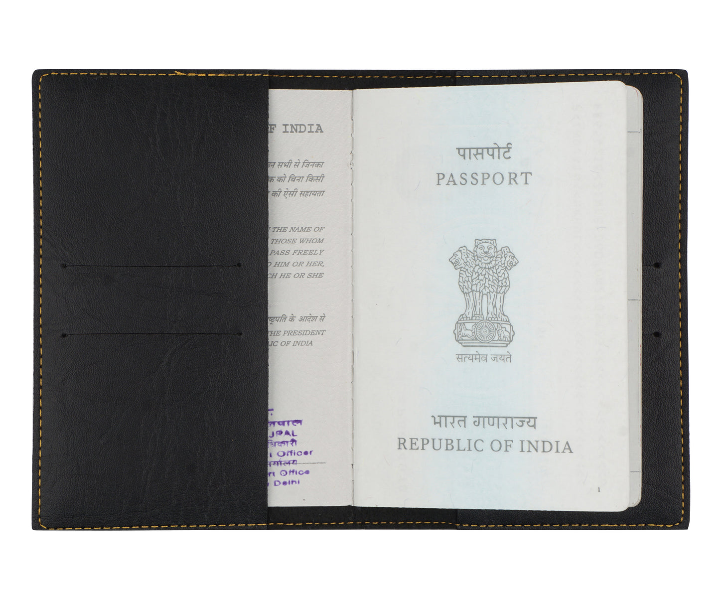 Black Leather Finish Passport Cover - The Junket