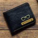 Customized Black Wallet For Men with Free Charm