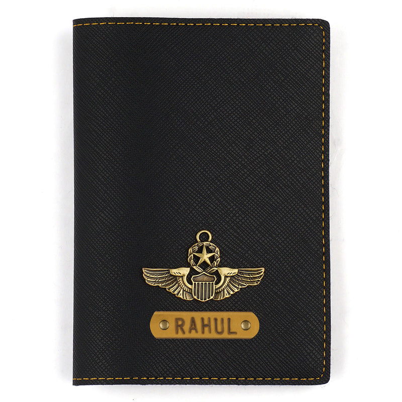 Personalized Black Textured Passport Cover