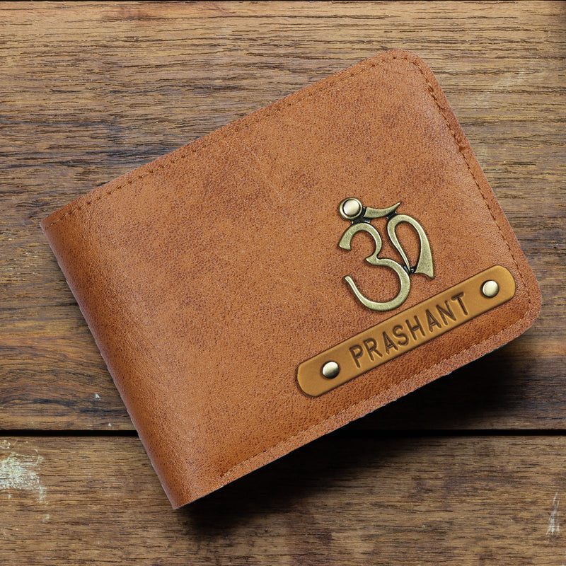 Customized Camel Brown Wallet For Men with Free Charm