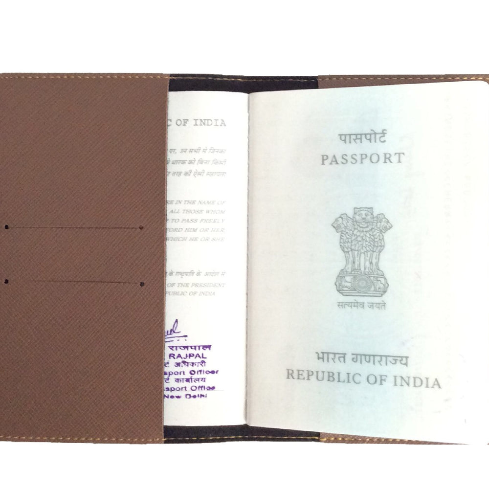 Chocolate Brown Textured Passport Cover - The Junket