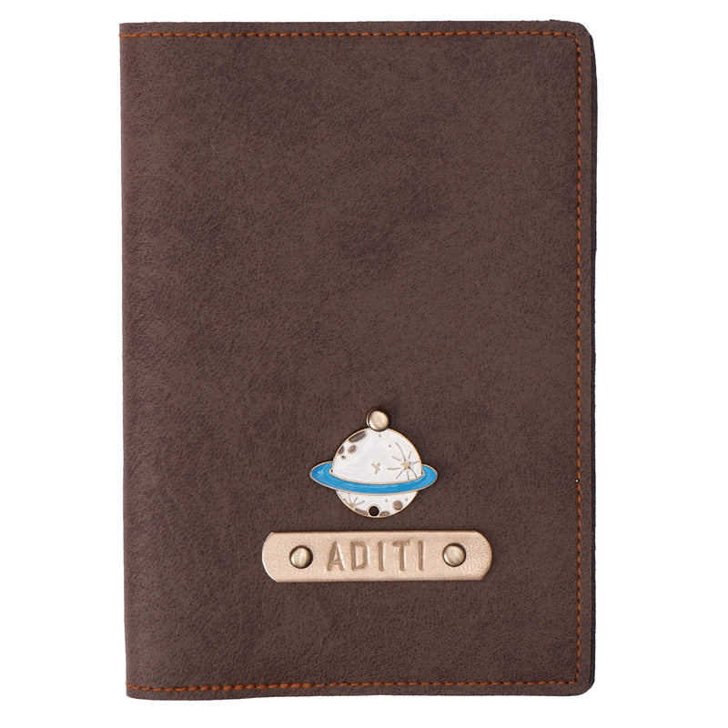 Personalized Coffee Leather Finish Passport Cover