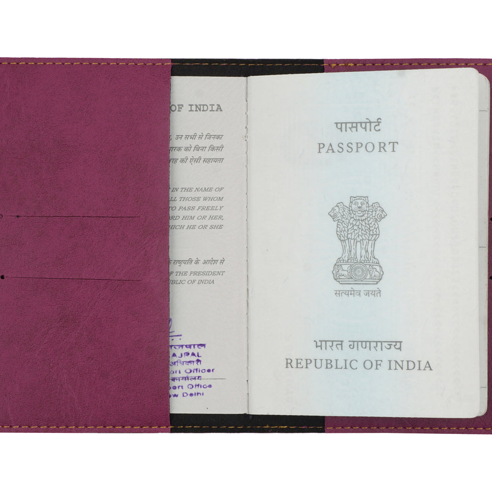 
                  
                    Purple (Magenta) Leather Finish Passport Cover - The Junket
                  
                