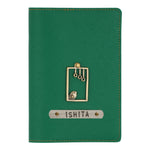 Personalized Dark Green Textured Passport Cover