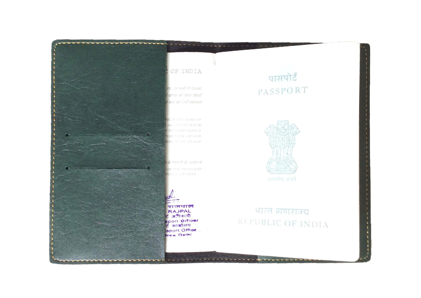 Forest Green Leather Finish Passport Cover - The Junket