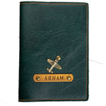 Personalized Forest Green Leather Finish Passport Cover