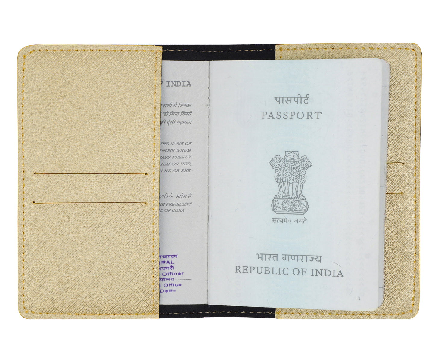 Gold Textured Passport Cover - The Junket