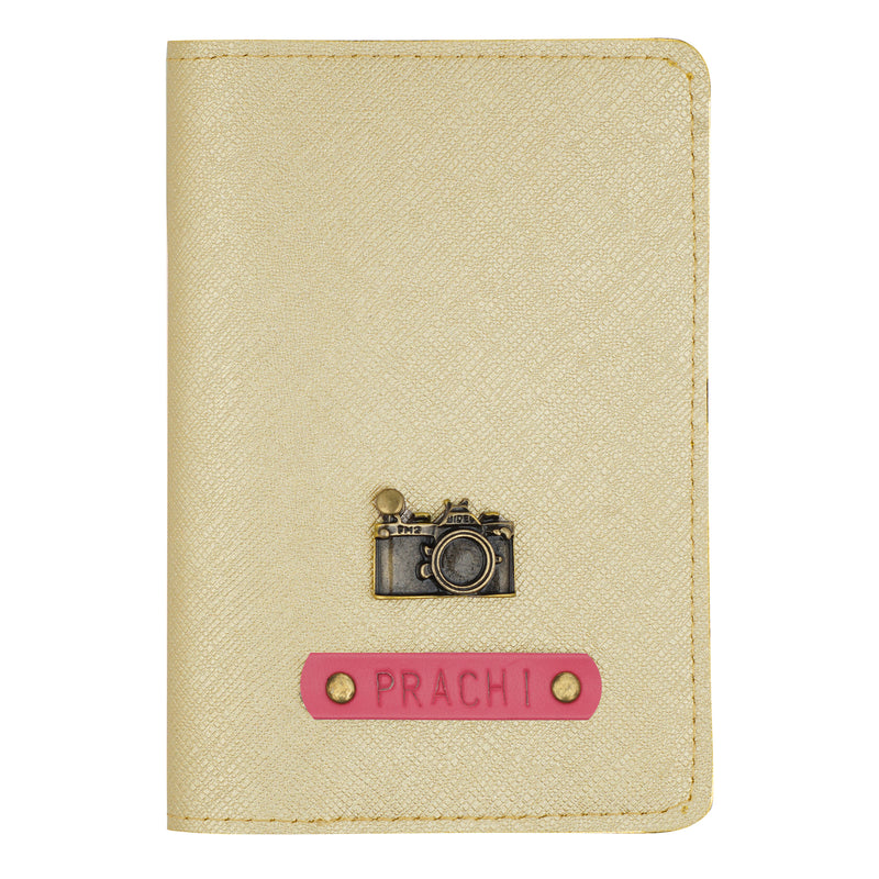 Personalized Gold Textured Passport Cover