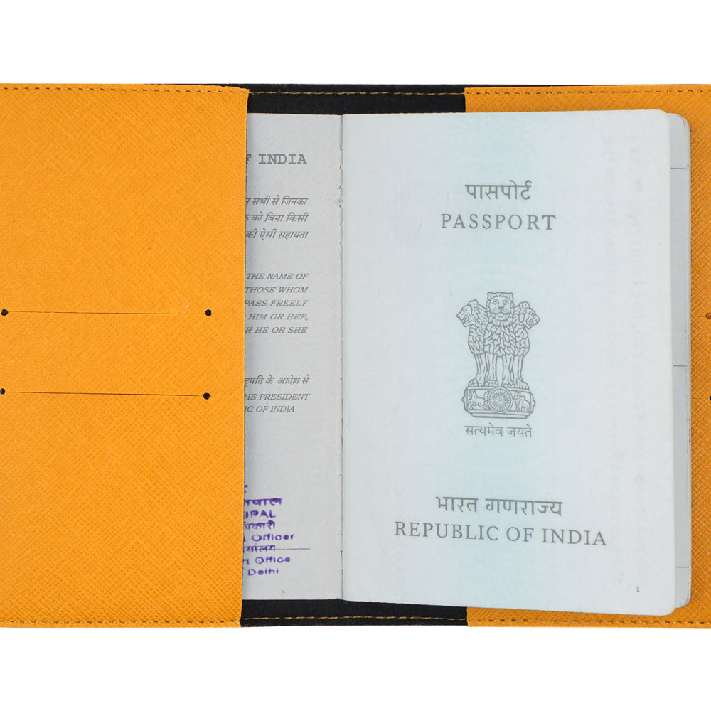 Mustard Textured Passport Cover - The Junket