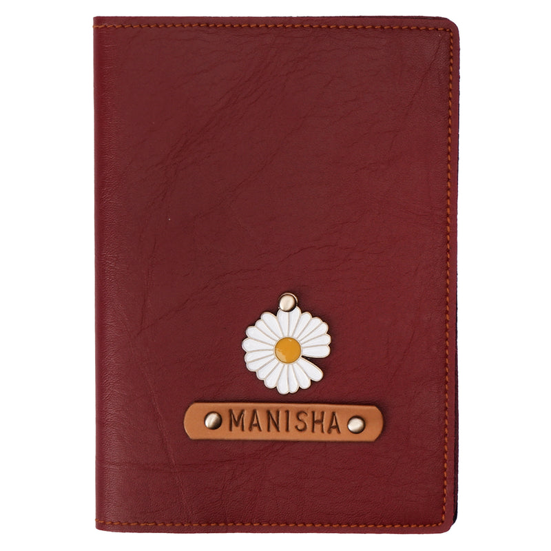 Personalized Maroon Leather Finish Passport Cover