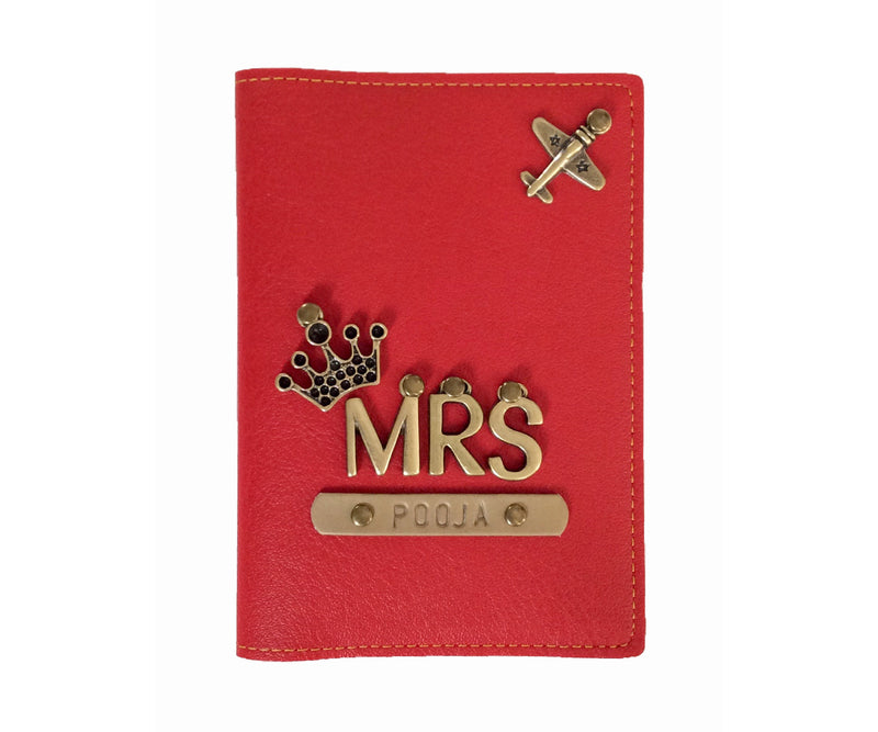 Mrs - Red Leather Finish Passport Cover - The Junket