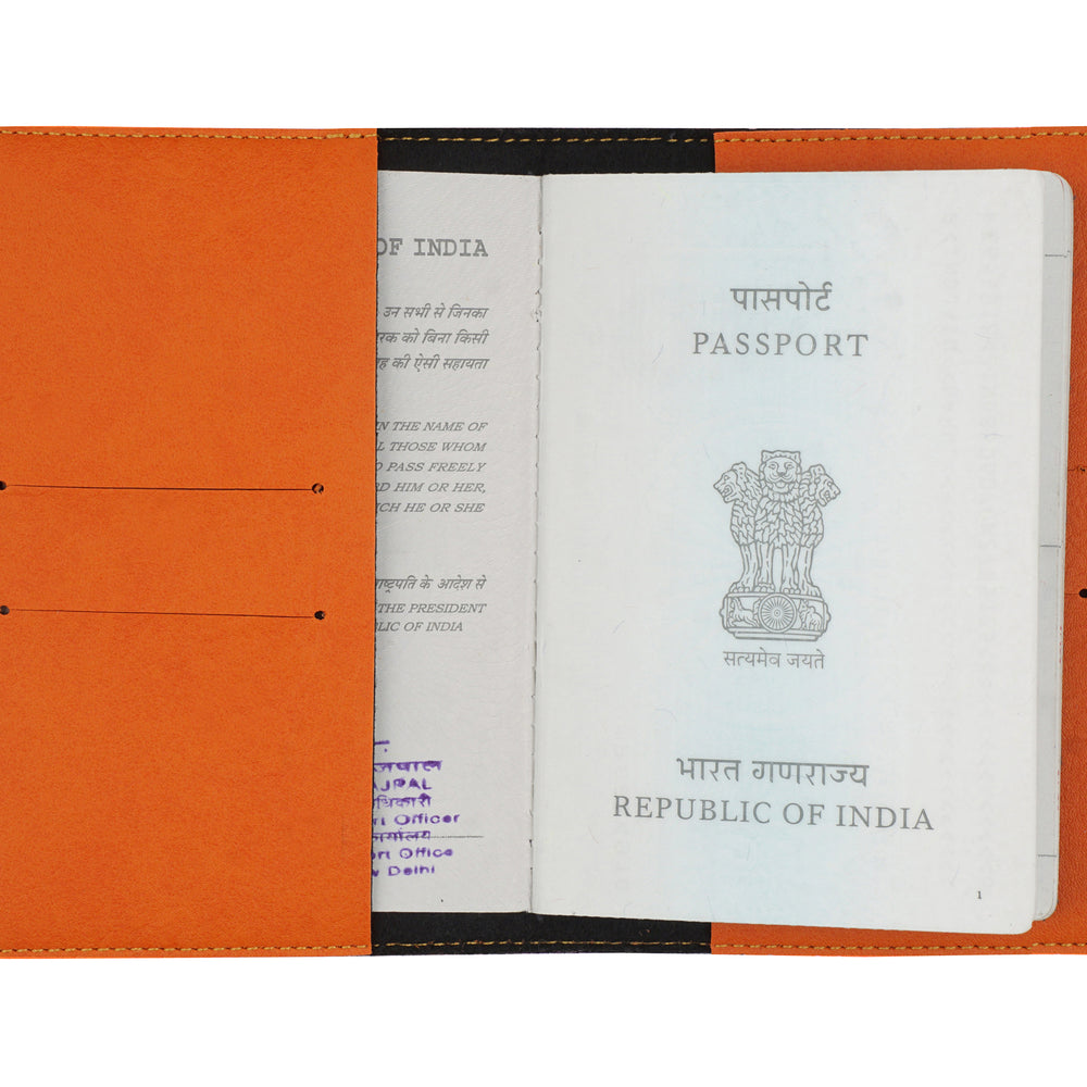 Orange Leather Finish Passport Cover - The Junket