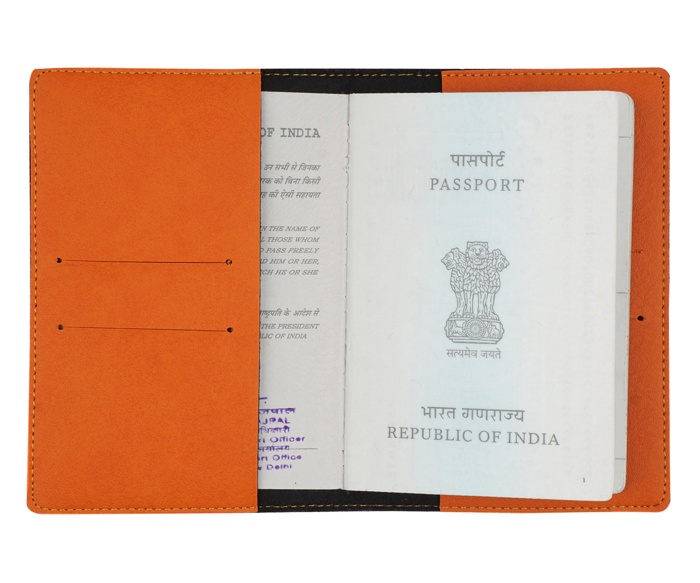 Orange Leather Finish Passport Cover - The Junket
