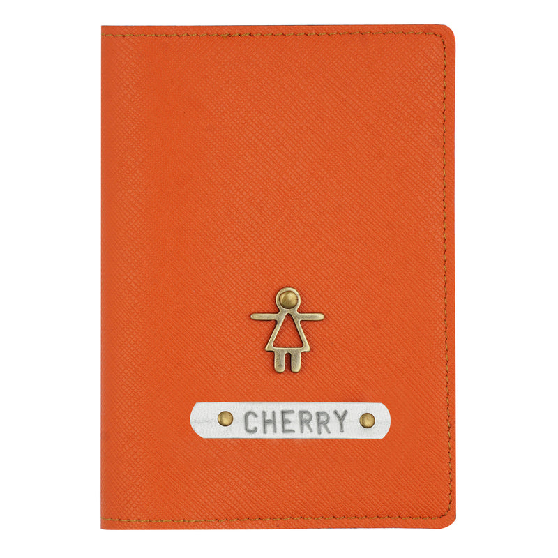 Personalized Orange Textured Passport Cover
