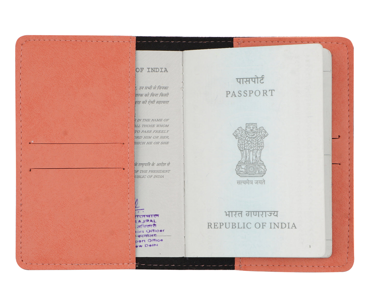 Peach Leather Finish Passport Cover - The Junket