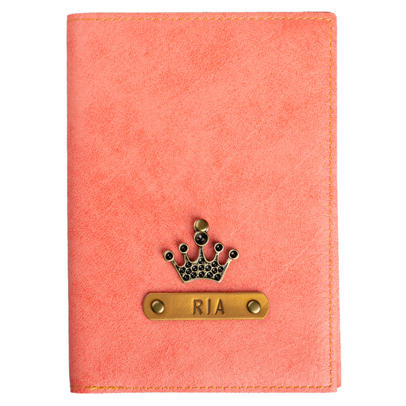 Personalized Peach Leather Finish Passport Cover