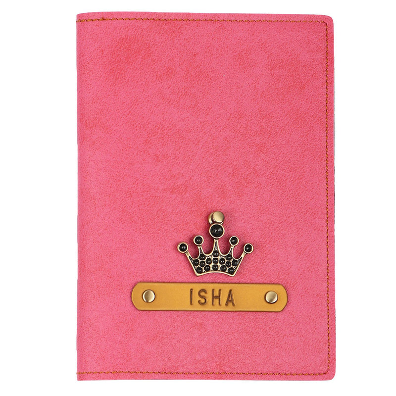 Personalized Pink Leather Finish Passport Cover