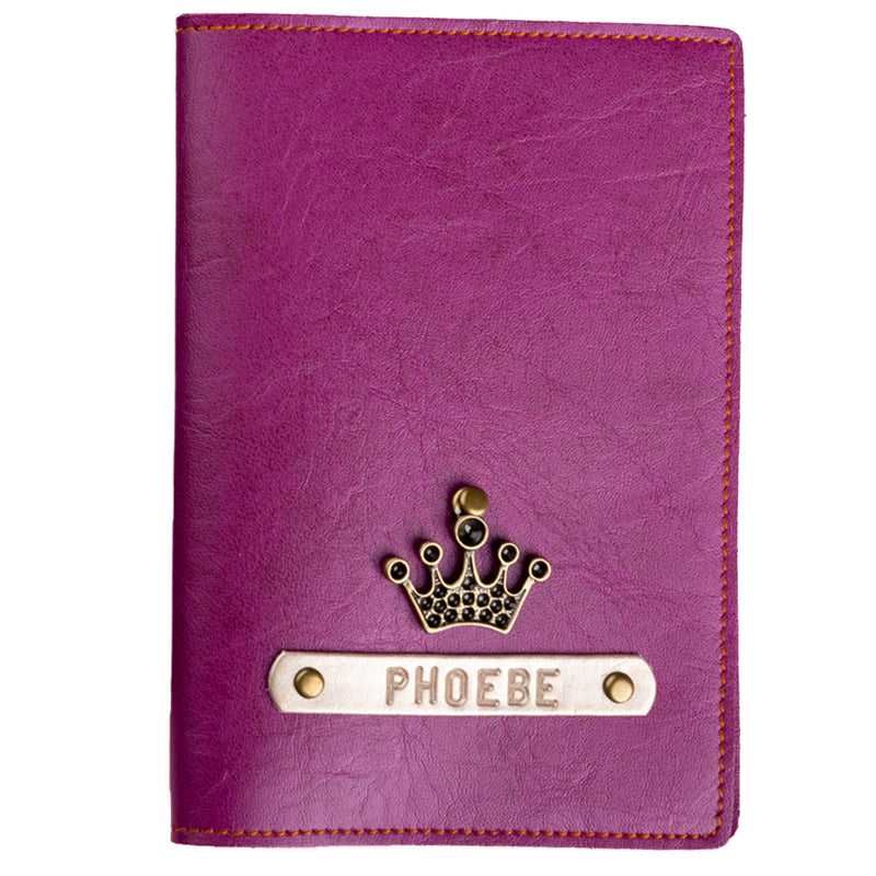 Personalized Purple (Magenta) Leather Finish Passport Cover