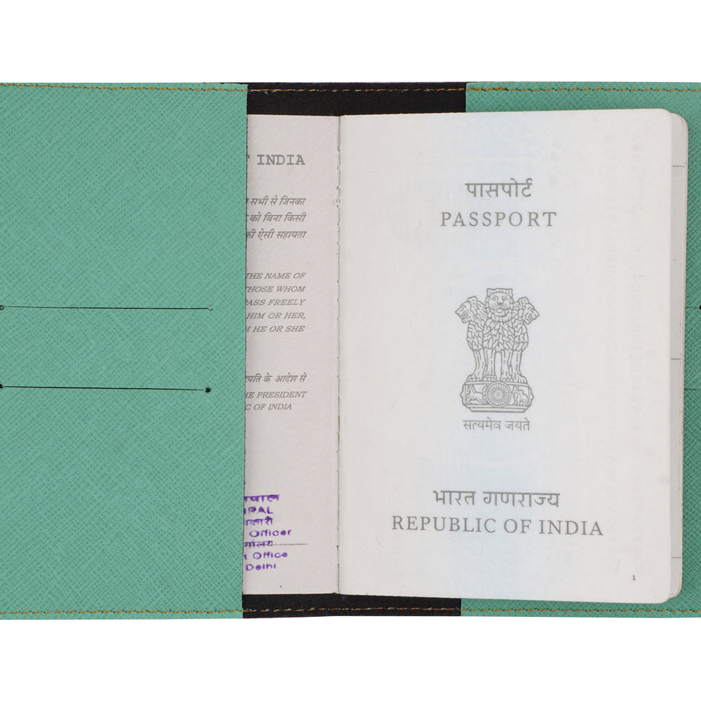Sea Green Textured Passport Cover - The Junket