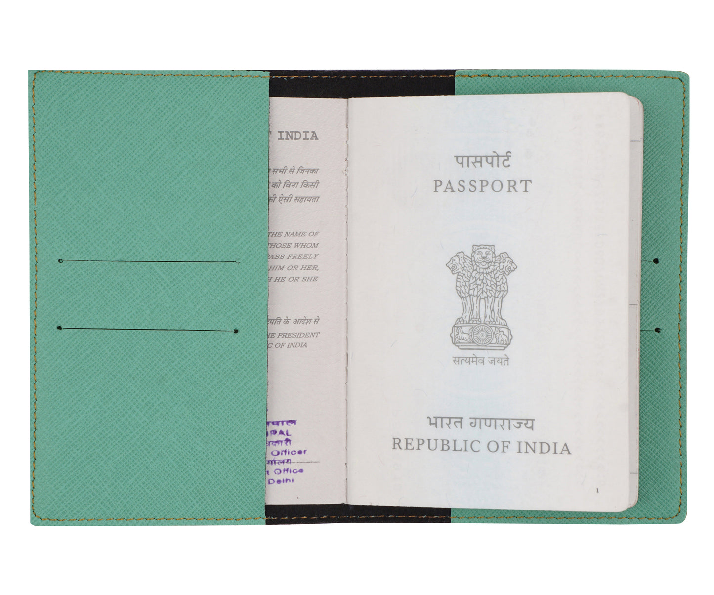 Sea Green Textured Passport Cover - The Junket