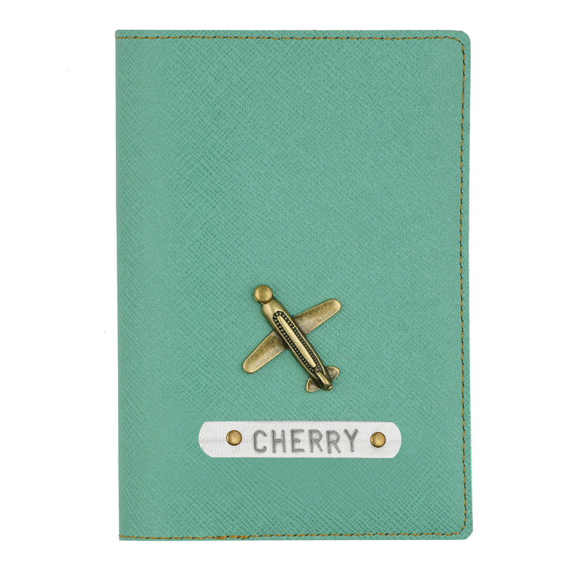 Personalized Sea Green Textured Passport Cover
