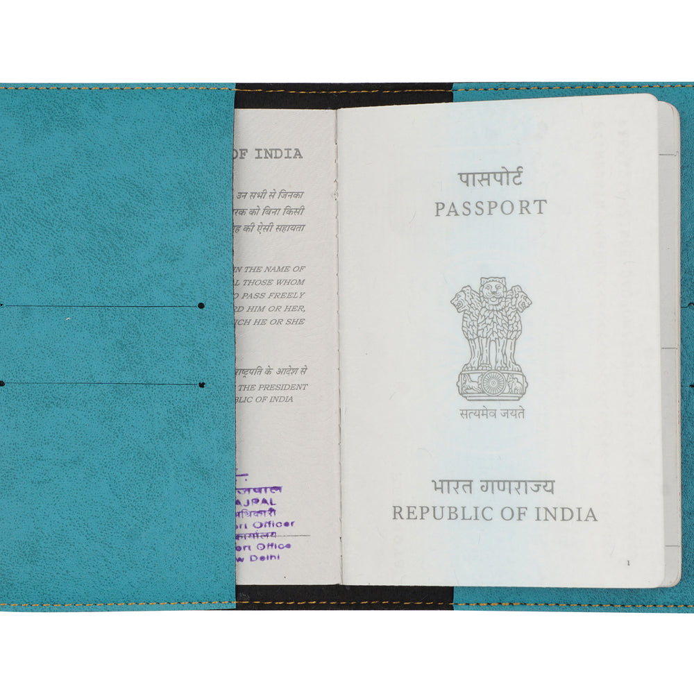 
                  
                    Turquoise Leather Finish Passport Cover - The Junket
                  
                