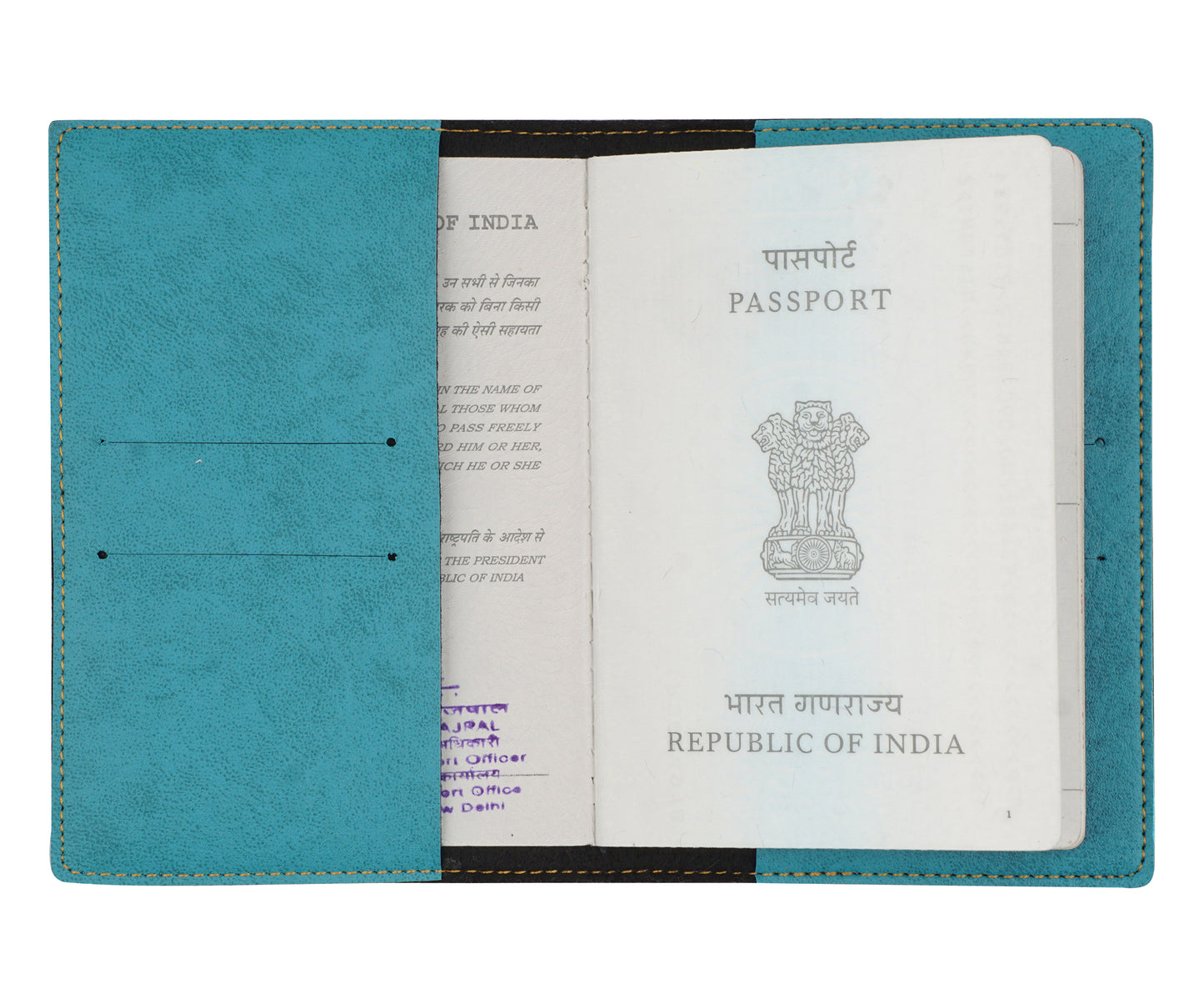Turquoise Leather Finish Passport Cover - The Junket