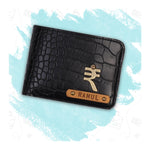 Personalised Black Vegan Exotic Leather Mens Wallet